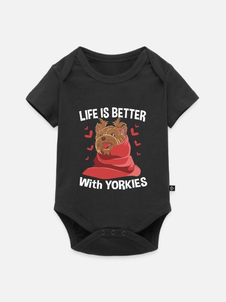 Yorkshire Terrier - Baby Premium Kurzarmbody - Schwarz