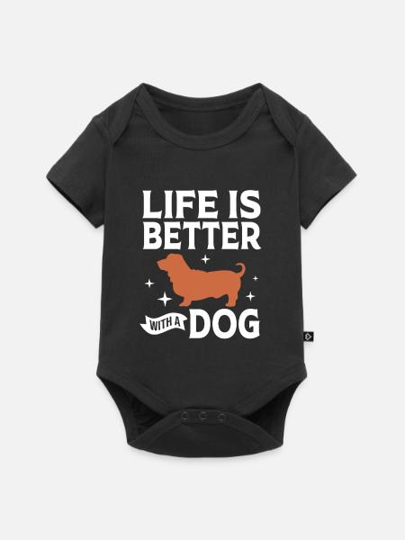 Basset Hound - Baby Premium Kurzarmbody - Schwarz
