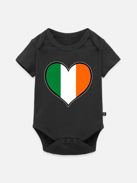 Irland Herzflagge - Baby Premium Kurzarmbody - Schwarz