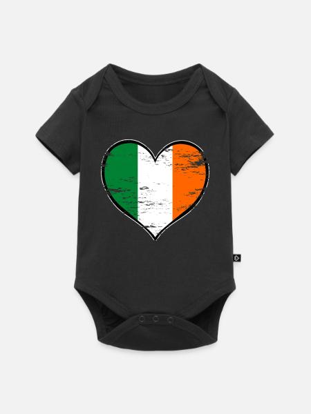 Irland Herzflagge used - Baby Premium Kurzarmbody - Schwarz