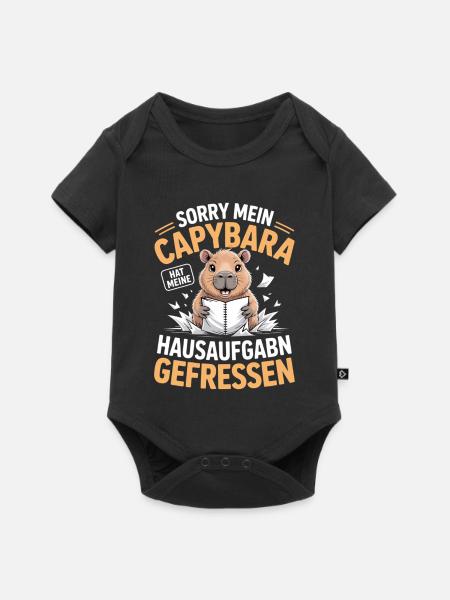Capybara Hausaufgaben - Baby Premium Kurzarmbody - Schwarz