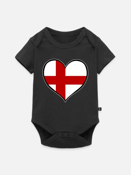 England Herzflagge - Baby Premium Kurzarmbody - Schwarz