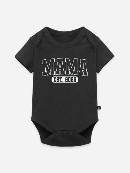 Mama Est. 2026 – Starker Schriftzug werdene Mutter - Baby Premium Kurzarmbody - Schwarz