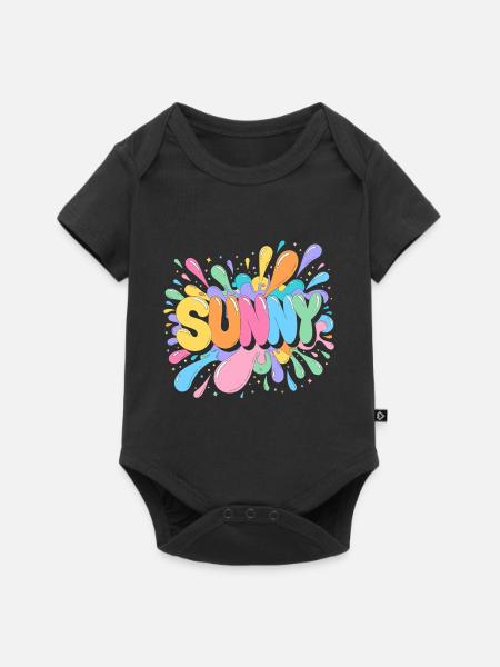 Sunny Splash Letters - Baby Premium Kurzarmbody - Schwarz