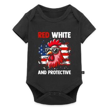 Patriotic Farmer Rooster Flock Poultry USA Pride C - Baby Premium Kurzarmbody - Schwarz - Vorne