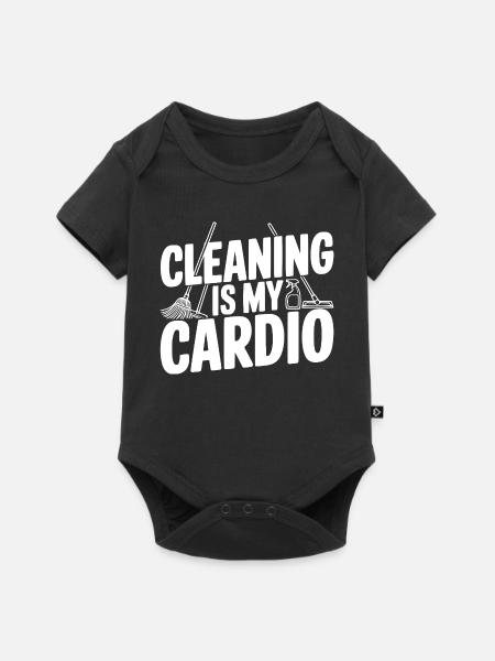 Putzen ist mein Cardio - Baby Premium Kurzarmbody - Schwarz