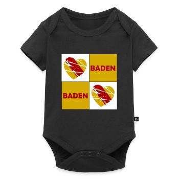 Baden Herz Quadrat - Baby Premium Kurzarmbody - Schwarz - Vorne