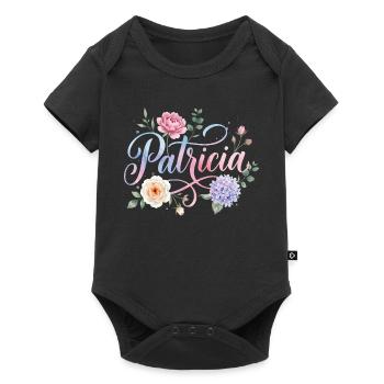 Patricia Blütenschrift - Baby Premium Kurzarmbody - Schwarz - Vorne
