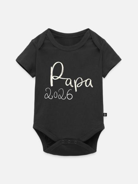 Papa 2026 Handlettering - Baby Premium Kurzarmbody - Schwarz