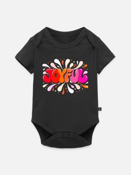 Fröhliche, bunte Glitzer-Blasenbuchstaben - Baby Premium Kurzarmbody - Schwarz