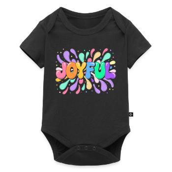 Happy Lettering in bunten Splittern - Baby Premium Kurzarmbody - Schwarz - Vorne
