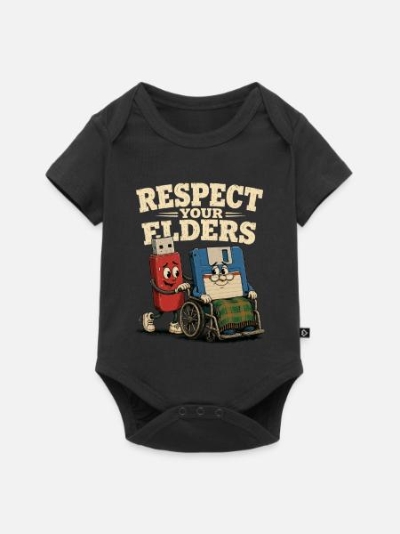Respect Your Elders, Retro Diskette - Baby Premium Kurzarmbody - Schwarz