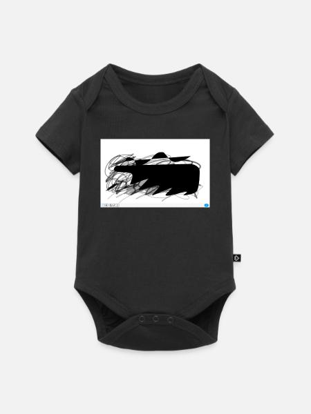 Schwarzer Abstrakt-Blob mit Linien - Baby Premium Kurzarmbody - Schwarz