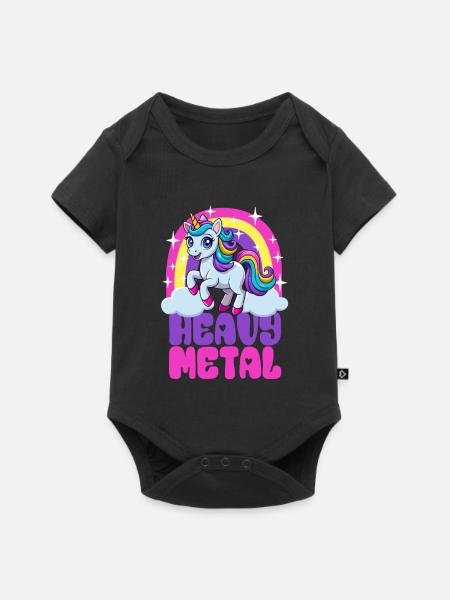 Einhorn Heavy Metal - Spruch - Baby Premium Kurzarmbody - Schwarz