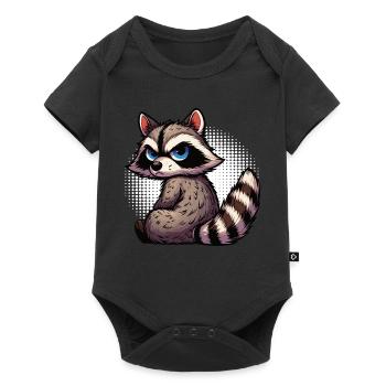 Waschbär Waschbären Waldtier lustiger Waschbär - Baby Premium Kurzarmbody - Schwarz - Vorne