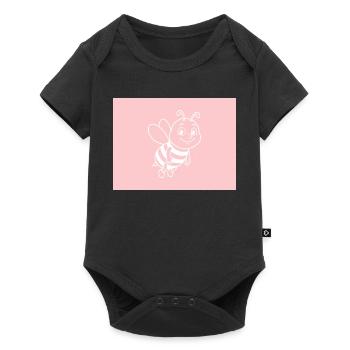 Illustration einer rosa Biene auf rosa Hintergrund - Baby Premium Kurzarmbody - Schwarz - Vorne