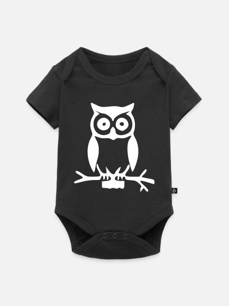 WaldEule Silhouette auf Ast - Baby Premium Kurzarmbody - Schwarz