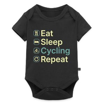 Essen, schlafen, Radfahren wiederholen, lustiges Radfahrer-Geschenk - Baby Premium Kurzarmbody - Schwarz - Vorne