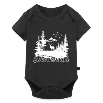 Schwarzwald Hirsch Natur Wander Motiv - Baby Premium Kurzarmbody - Schwarz - Vorne