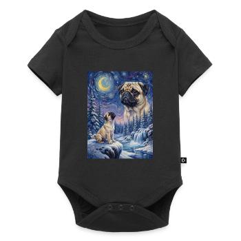 Hurlant à la Lune, chien meme Carlin - Body à manches courtes Premium Bébé - noir - Devant