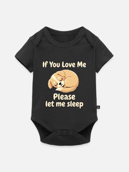 Schlafendes Hundchen Bitte Schlaf - Baby Premium Kurzarmbody - Schwarz
