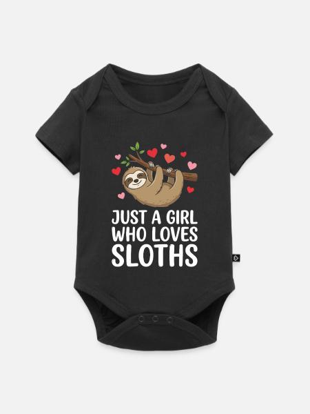 Mädchen liebt Faultiere - Baby Premium Kurzarmbody - Schwarz