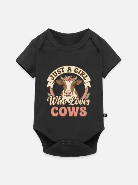 Mädchen liebt Kühe - Baby Premium Kurzarmbody - Schwarz