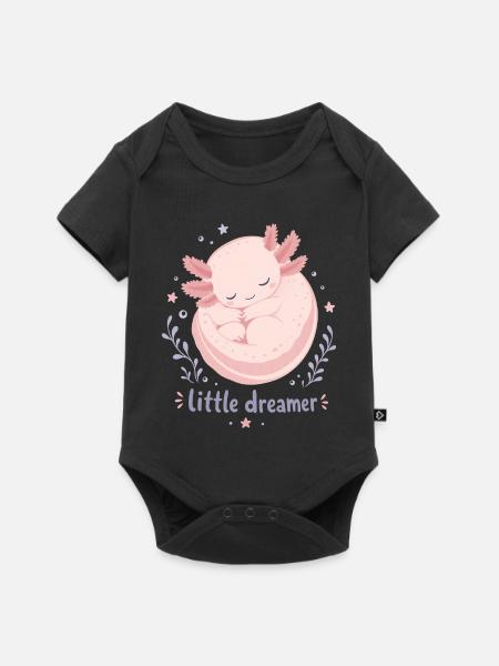 Kleiner Träumer Moon Axolotl - Baby Premium Kurzarmbody - Schwarz
