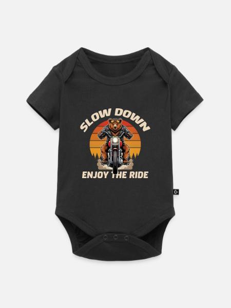 Biker Biker Retro Bear - Baby Premium Kurzarmbody - Schwarz