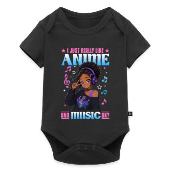 Anime and Music Chibi Black Girl - Baby Premium short-sleeve bodysuit - black - Front
