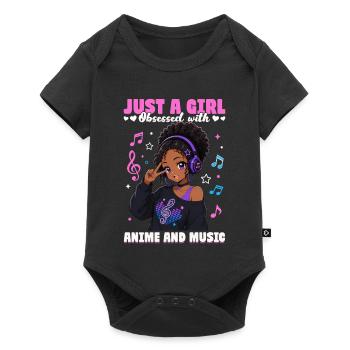 Anime and Music Chibi Black Girl - Baby Premium short-sleeve bodysuit - black - Front