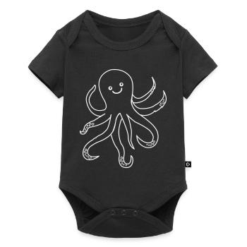 Dessin au trait : pieuvre joyeuse - Body à manches courtes Premium Bébé - noir - Devant