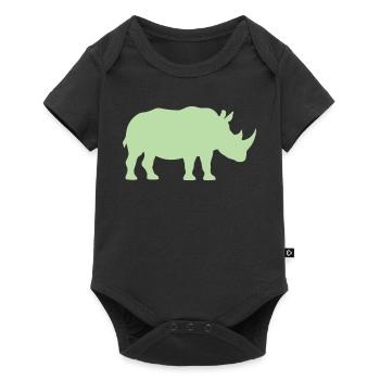 Pastel Green Rhino Silhouette - Baby Premium short-sleeve bodysuit - black - Front