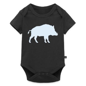 Silhouette bleue du sanglier sauvage - Body à manches courtes Premium Bébé - noir - Devant