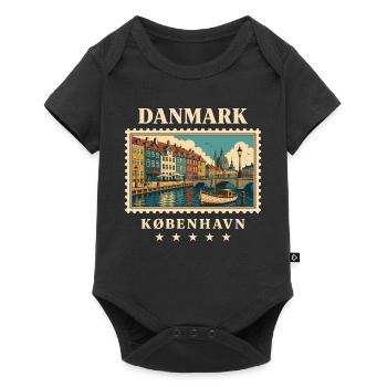 Dänemark Kopenhagen Vintage Reisemarke - Baby Premium Kurzarmbody - Schwarz - Vorne