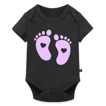 Empreinte de bébé Pattes en Cœur Délicate - Body à manches courtes Premium Bébé - noir - Devant