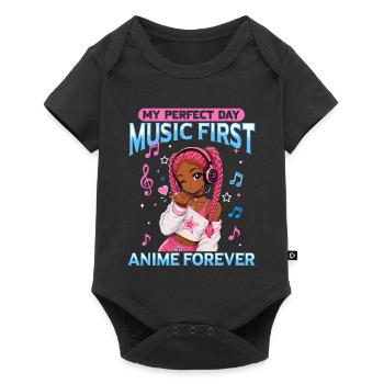 Anime and Music Chibi Black Girl - Baby Premium short-sleeve bodysuit - black - Front