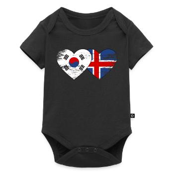Corée du Sud, mains du drapeau islandais, forme de cœur utilisée - Body à manches courtes Premium Bébé - noir - Devant