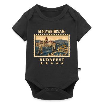 Ungarn Budapest Vintage Reisemarke - Baby Premium Kurzarmbody - Schwarz - Vorne