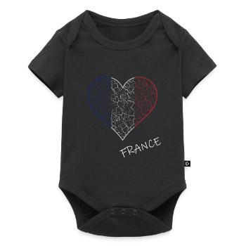 France, cœur aux couleurs françaises, France - Body à manches courtes Premium Bébé - noir - Devant