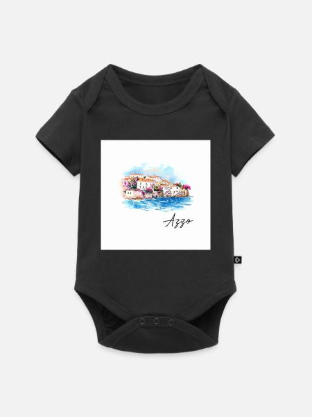 Azzo Küstenhafen Aquarell - Baby Premium Kurzarmbody - Schwarz