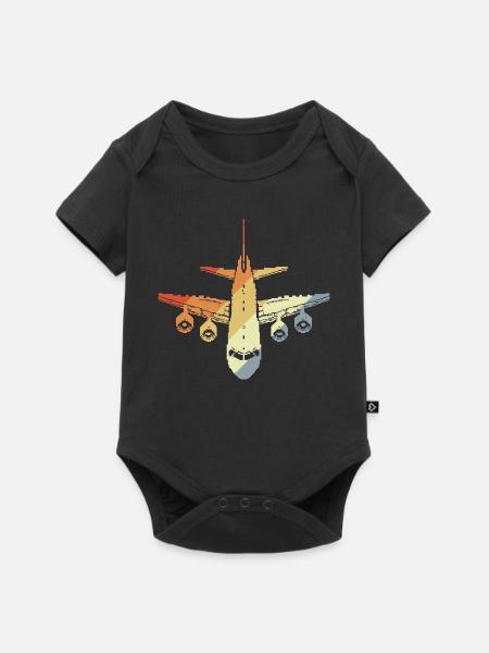 Flugzeug Pixel - Baby Premium Kurzarmbody - Schwarz