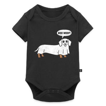 Dachshund Boo Woof - Ghost Funny Halloween Dog - Baby Premium short-sleeve bodysuit - black - Front