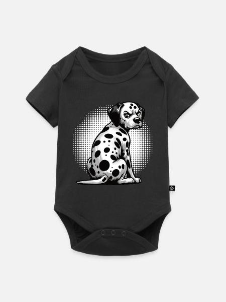 Dalmatiner_schaut_Dalmatiner Dalmatinerhaltboese_2 - Baby Premium Kurzarmbody - Schwarz