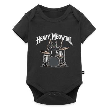Heavy Metal Cat à la batterie - Body à manches courtes Premium Bébé - noir - Devant