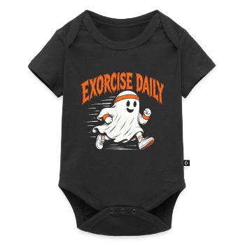 Halloween, fitness, sports, jogging, jogging Ghost - Body à manches courtes Premium Bébé - noir - Devant