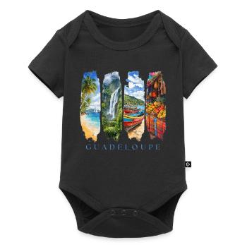 Voyage en Guadeloupe – Île des Caraïbes et motif culturel - Body à manches courtes Premium Bébé - noir - Devant