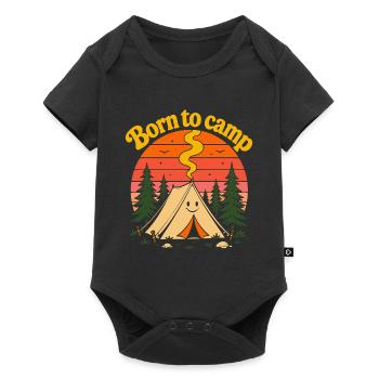 Born To Camp Retro 70s Sunset Cute Tent - Baby Premium short-sleeve bodysuit - black - Front