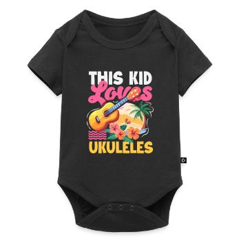 Designs et expressions amusantes de ukulélé - Body à manches courtes Premium Bébé - noir - Devant