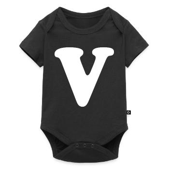 Gros imprimé en V | Lettre V | V Logo - Body à manches courtes Premium Bébé - noir - Devant